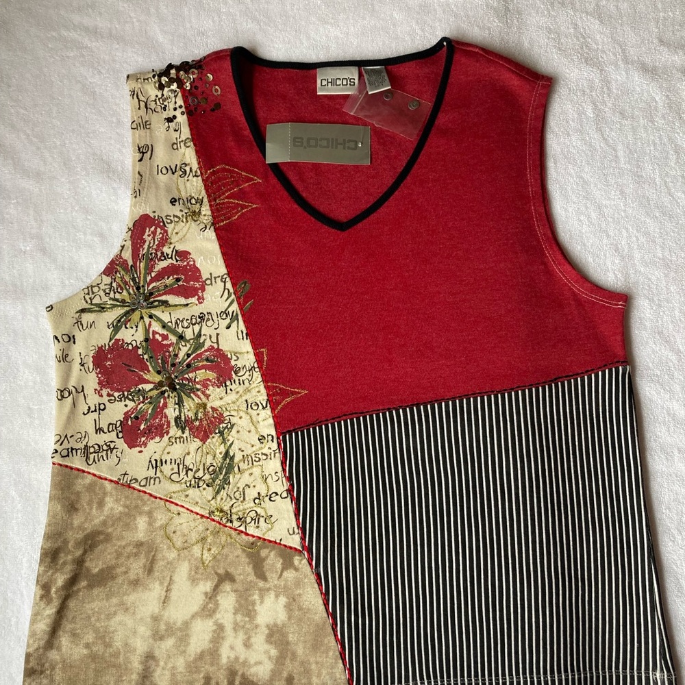 NWT Chico’s Inspire Tank Multi Red size 3